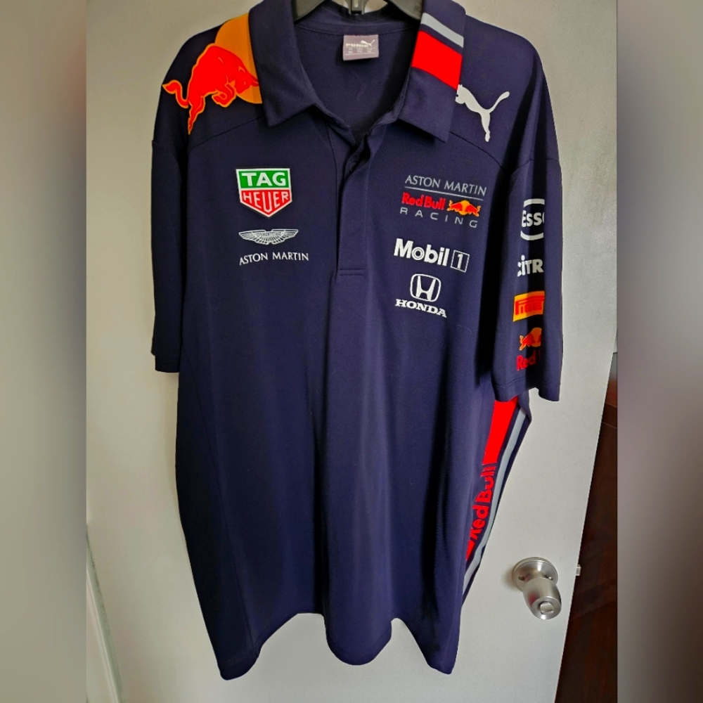 Red Bull Aston Martin Racing 2019 F1 Mens Team Polo Shirt Puma Size XXL